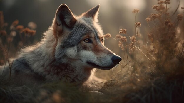 Lobo que permanece atento